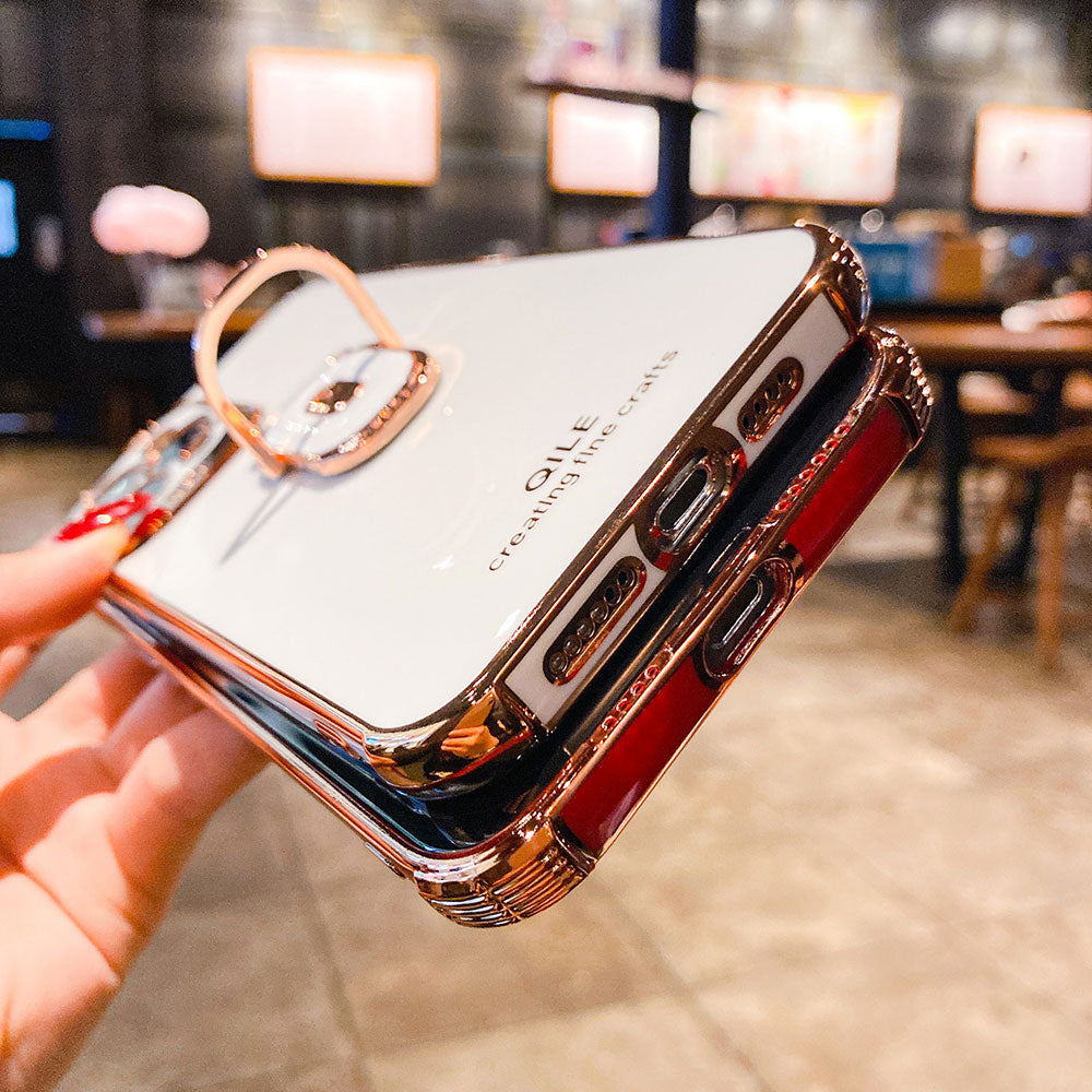 Boucho Luxury electroplating phone case for iphone 12 Pro MAX 11 Pro XS XR X SE 6 6s 7 8 plus 12Mini Phone Holder Ring Grip Case - 2bazar4