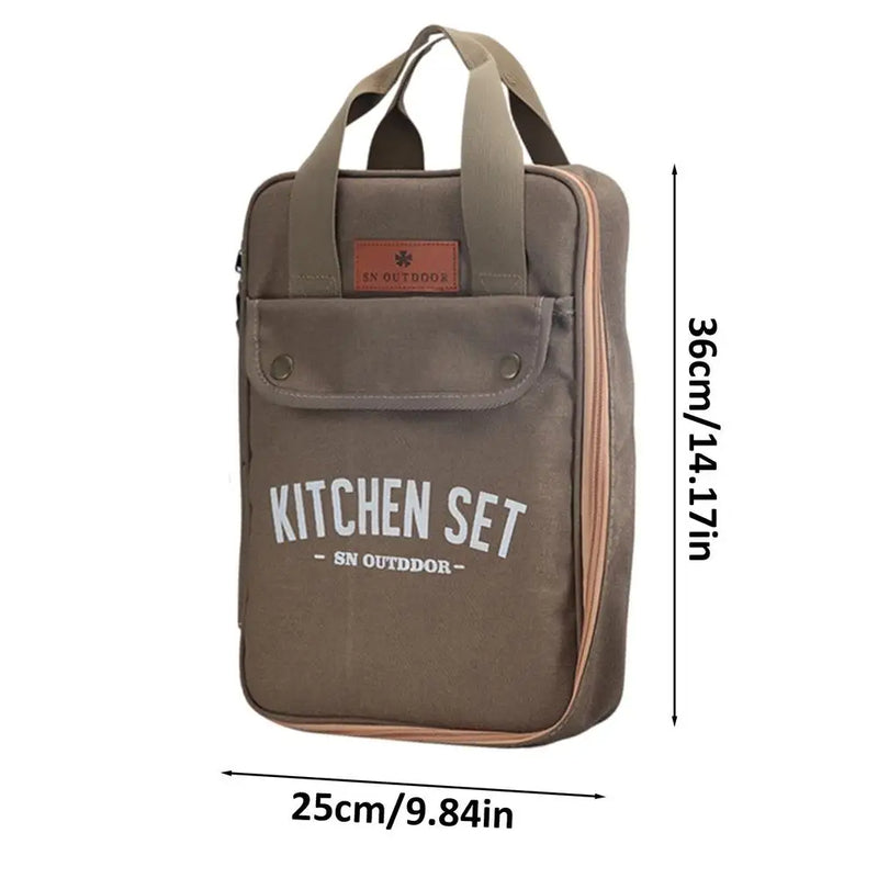 Camping Kitchen Set 8pcs Camping Outdoor Cookware Kit Stainless Steel Camping Tool Travel Set And Utensil Organizer Storage bag - 2bazar4