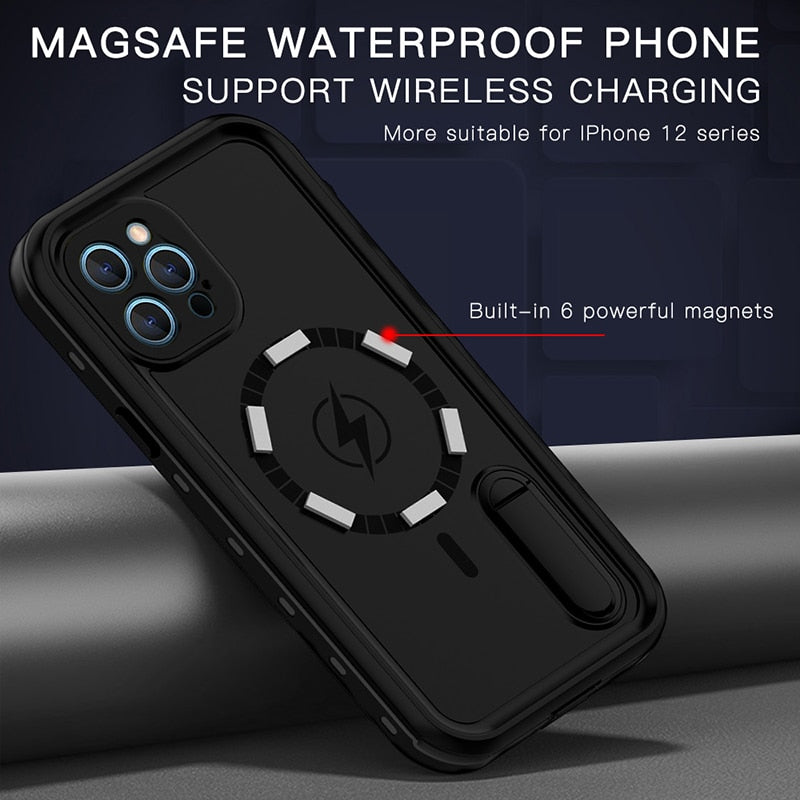 IP68 Real Waterproof Phone Case For iPhone 12 Pro Max 12 Mini 12 Pro Underwater Diving Water Proof Hide Bracket Phone Covers - 2bazar4