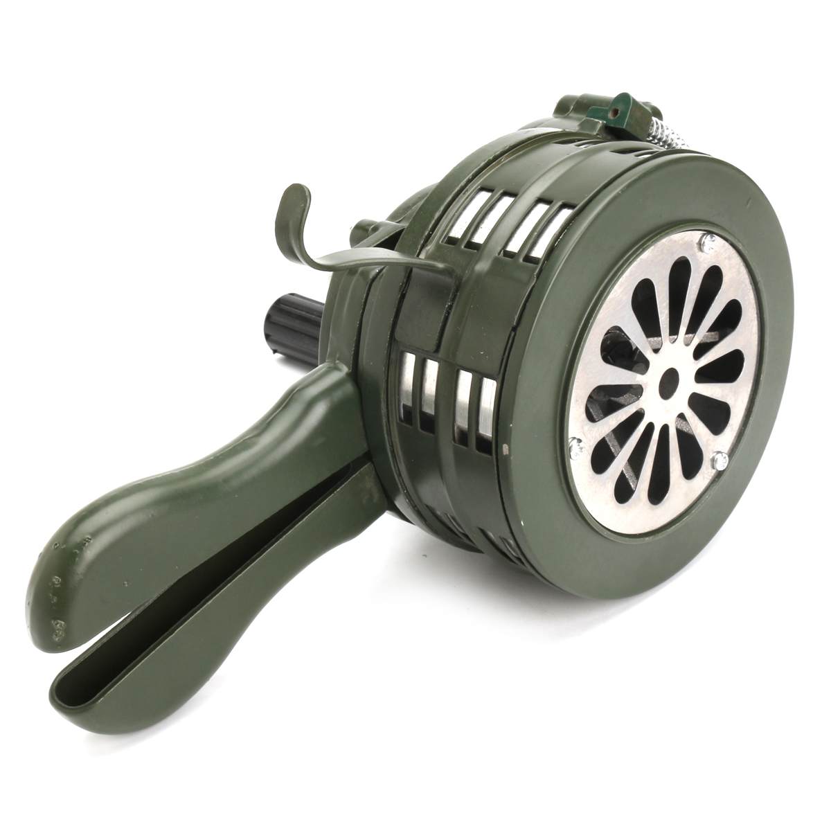 110dB Green Aluminium alloy Crank Hand Operated Air Raid Emergency Safety Alarm Buzzer Home Self Protection Security - 2bazar4
