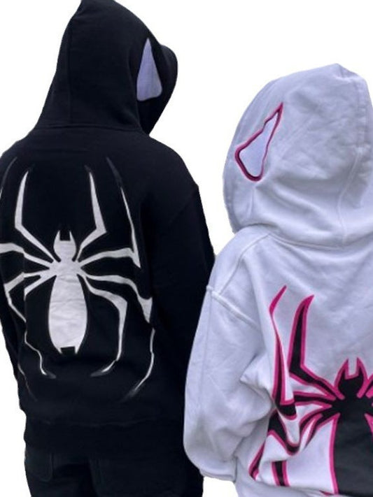 Spider letter hip-hop street zipper hoodie sports hooded couple shirt - 2bazar4