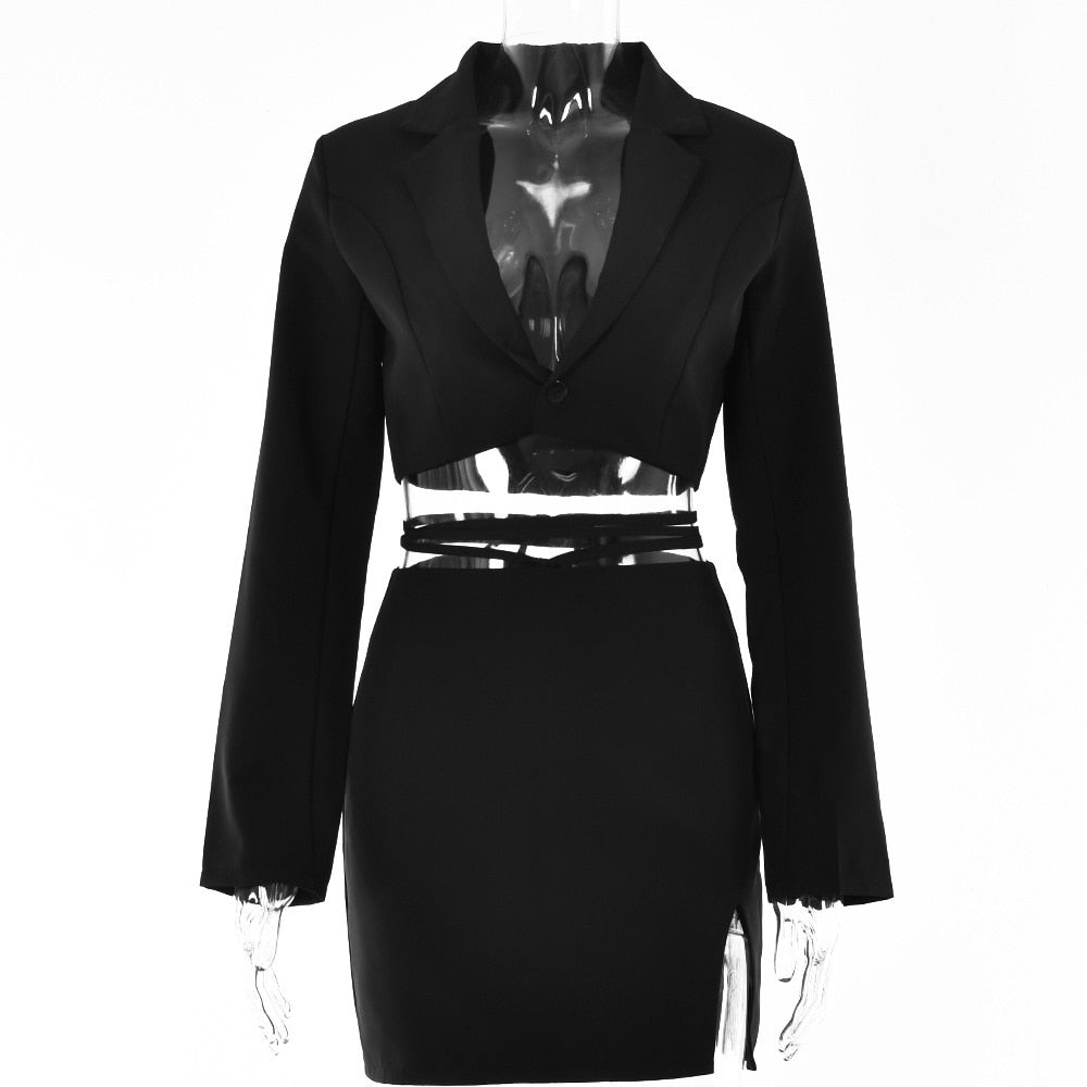 Avrilyaan OL Official Casual Two Piece Set Short Top Split Mini Skirt Autumn Women Set Suit Elegant 2 Piece Set Women Set - 2bazar4