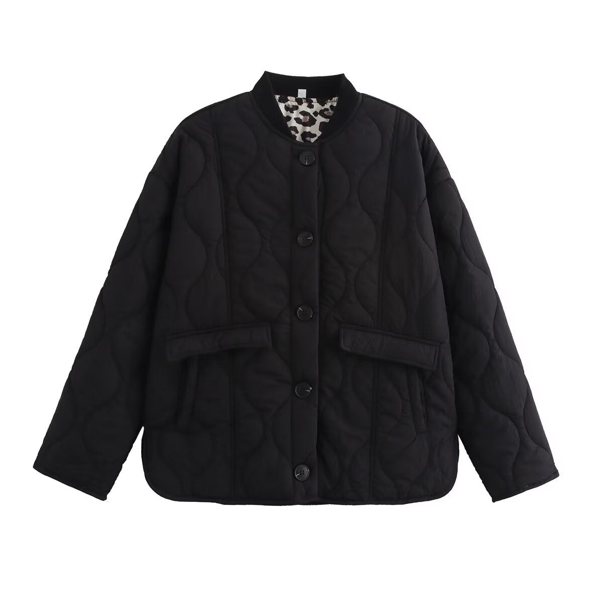 Autumn fashion new three color leopard print cotton jacket with threaded collar inside
