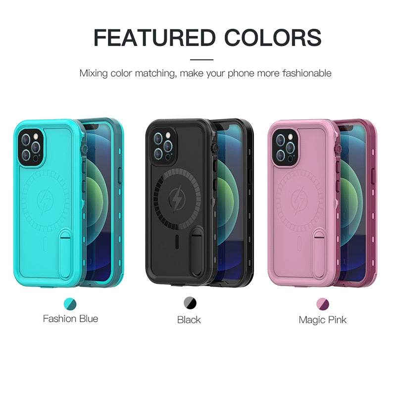 IP68 Real Waterproof Phone Case For iPhone 12 Pro Max 12 Mini 12 Pro Underwater Diving Water Proof Hide Bracket Phone Covers - 2bazar4