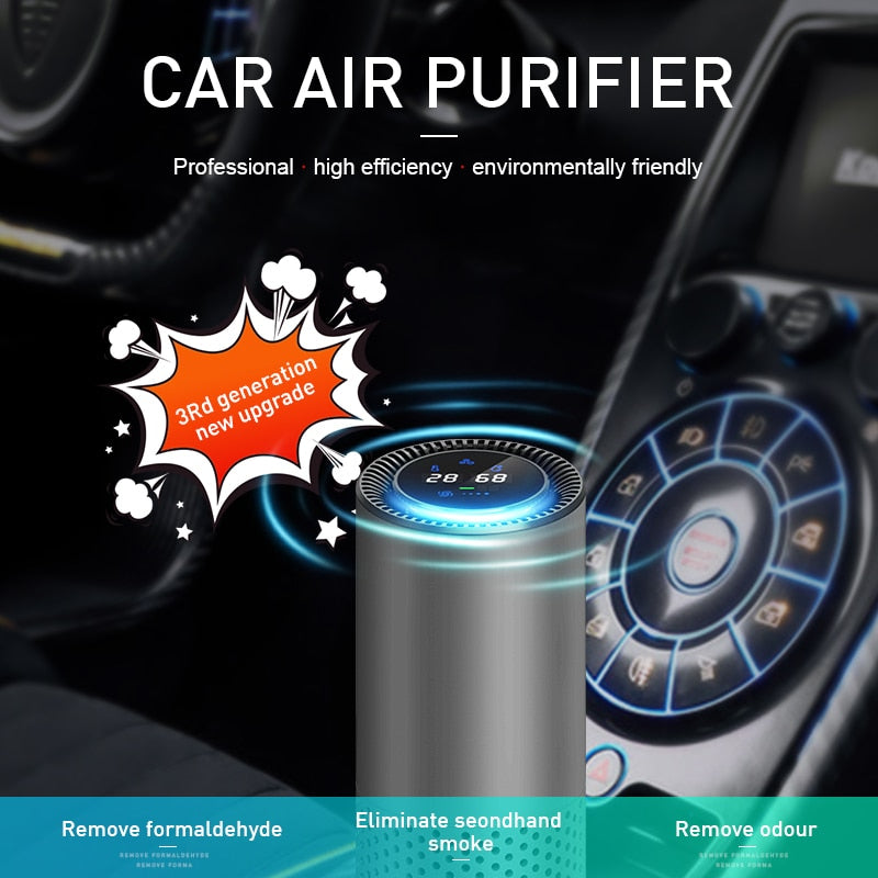 GIAHOL Air Purifier with HEPA Filter Fresh Air Anion Car Air Purifier Infrared Sensor Air Cleaner best for Car Home Office Gray - 2bazar4