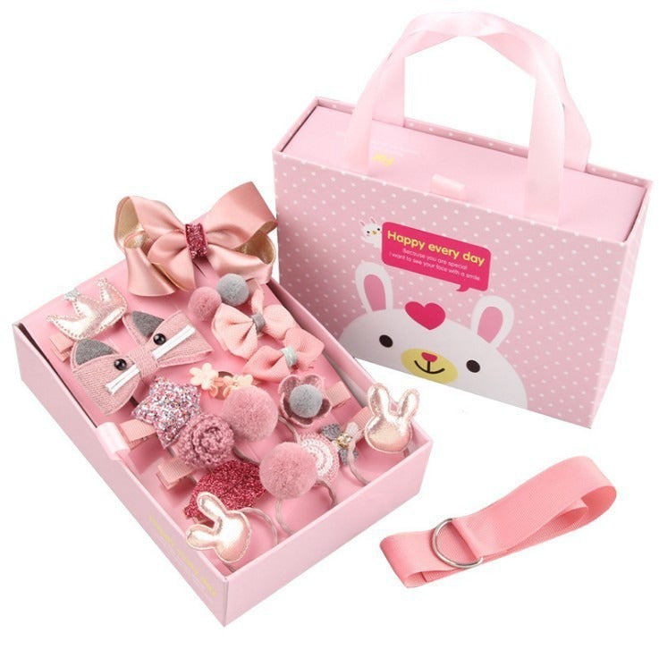 18 Piece Handheld Gift Box Headwear Children's Hair Clips Crown PrinceHair Clips Crown Princess Hair Accessories Cute Bow Knot Hair Loop Headrope