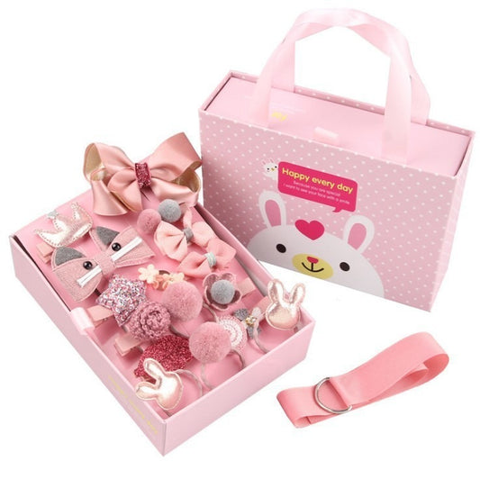 18 Piece Handheld Gift Box Headwear Children's Hair Clips Crown PrinceHair Clips Crown Princess Hair Accessories Cute Bow Knot Hair Loop Headrope