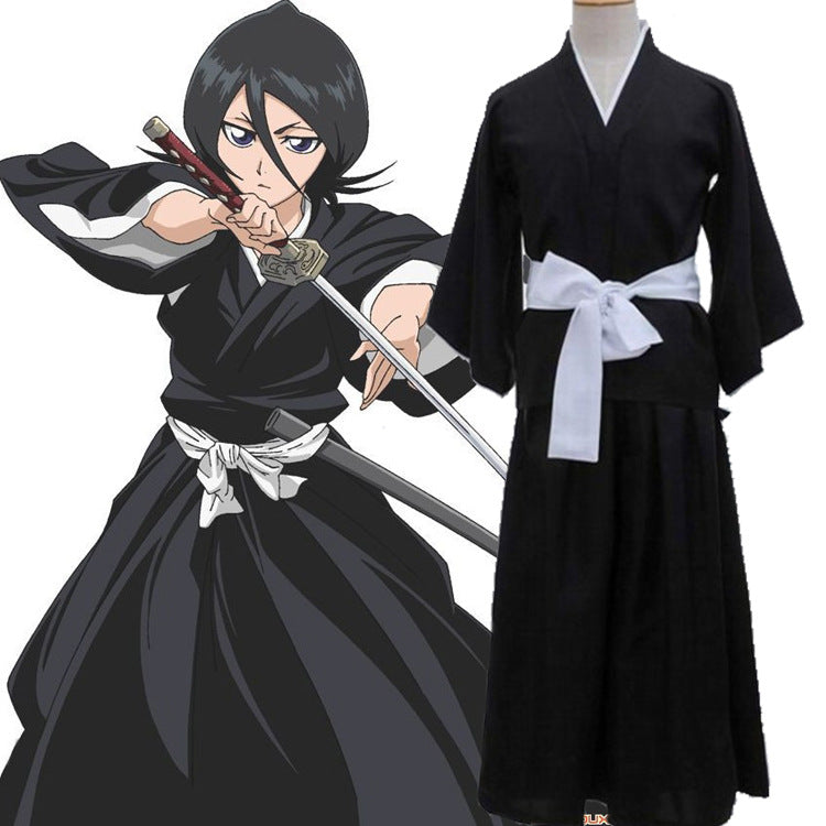 Kuchiki Rukia Shinigami Cosplay Costume Wig Shoes Set Anime Halloween For Woman Men Clothes eprolo
