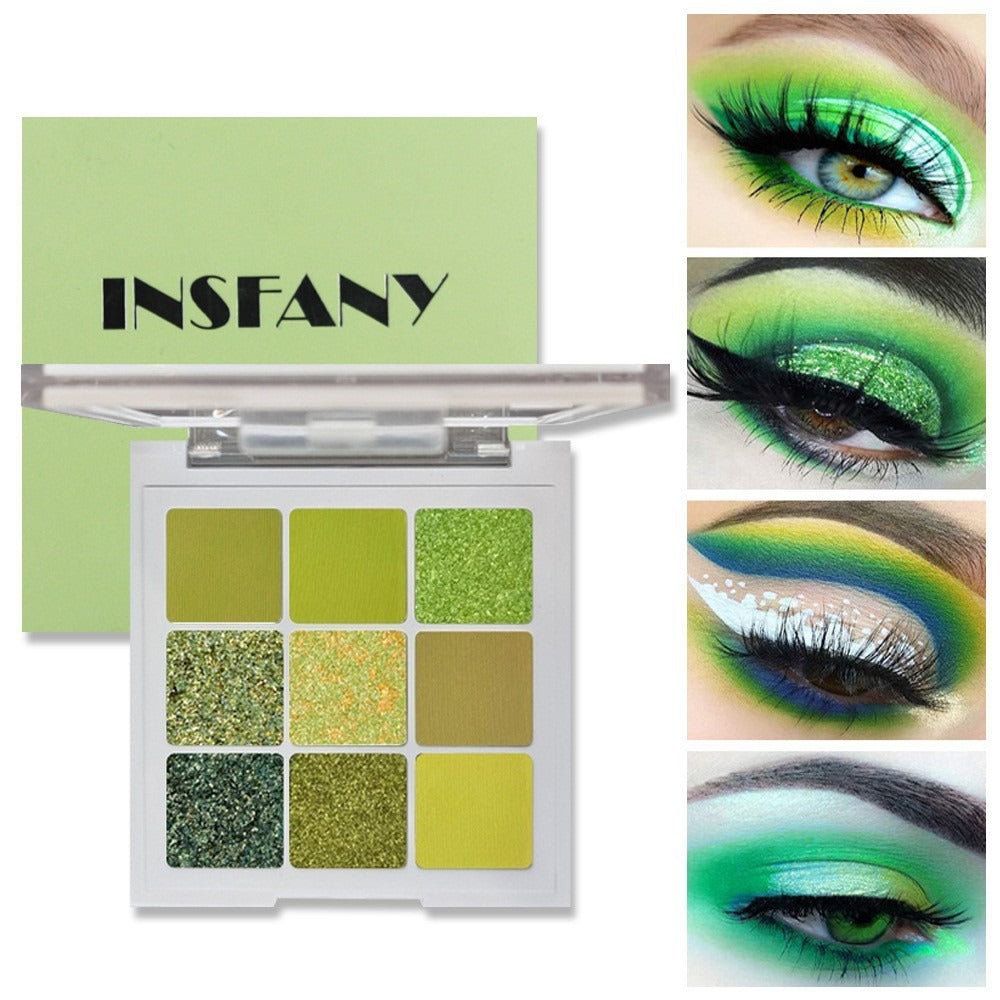 INSFANY eye shadow avocado jam green eye shadow nine-square eye shadow palette brightens the eyes - 2bazar4