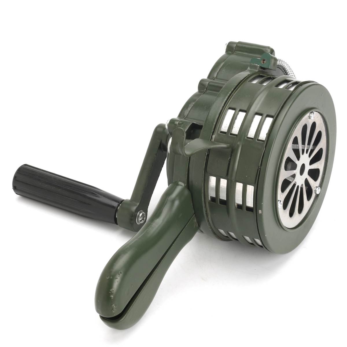110dB Green Aluminium alloy Crank Hand Operated Air Raid Emergency Safety Alarm Buzzer Home Self Protection Security - 2bazar4