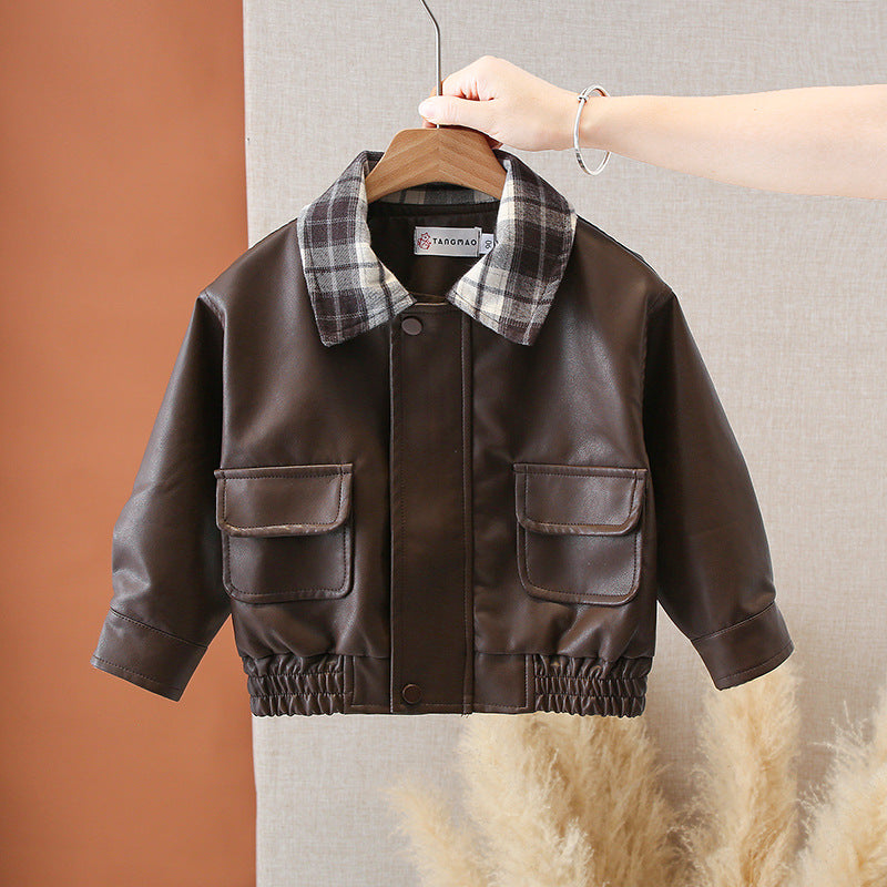 Boys Casual PU Leather Open Front Jacket - product image 7