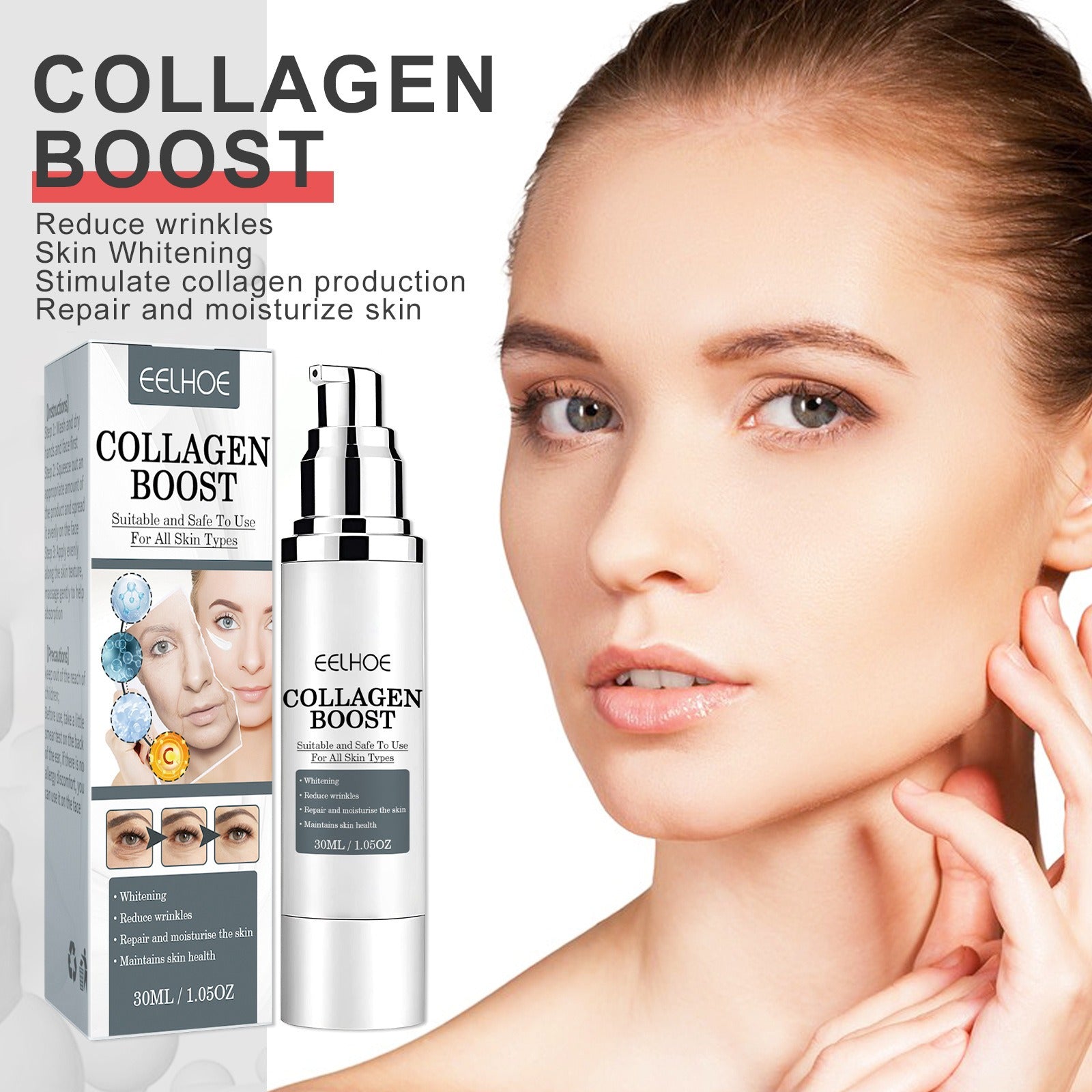 EELHOE Collagen Anti Wrinkle Cream Collagen Is Reconstituted Against Aging To Weaken Fine Lines Moisturize And Tighten Skin - 2bazar4