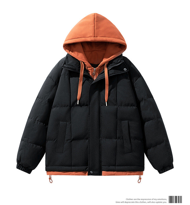 Fake two piece cotton jacket for both men and women, winter trend loose and thick casual cotton jacket for couples, cotton jacke - 2bazar4