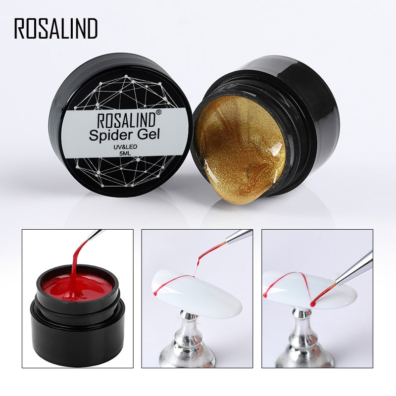 ROSALIND Gel Spider Line For Nails Art Gel Polish UV Colors Painting Gel Nail Polish Spider Gel Lacquer Web Stickers Gel Polish - 2bazar4
