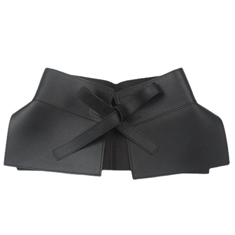 Knotted extra wide belt women's lace-up leather skirt fashion decoration - 2bazar4