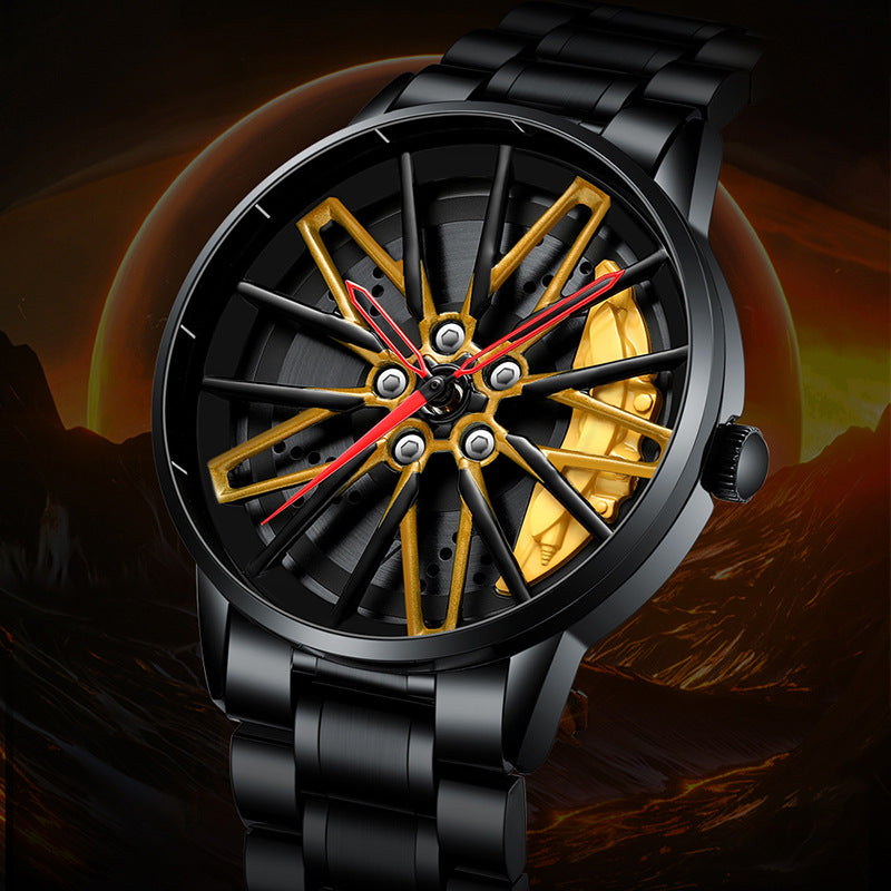 New Top Brand Luxury Mens Watches Stainless Steel Car Wheel Hub Quartz Watch For Men Military Sport Watch Relogio Masculino - 2bazar4