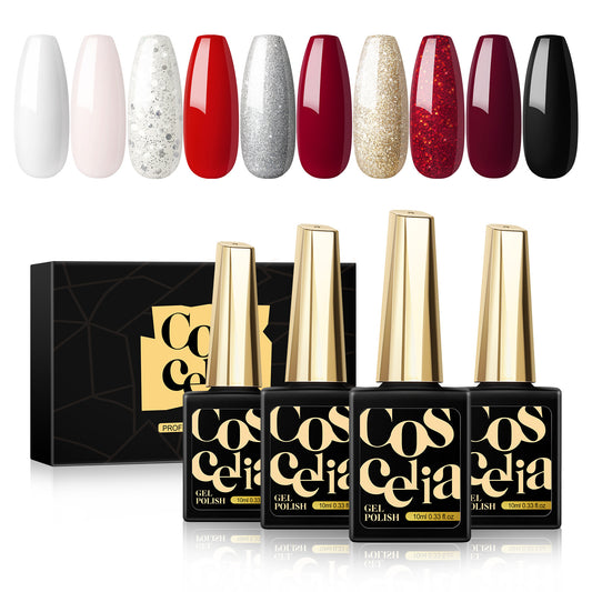 Phototherapy Nail Polish Glue New Fashion Color New Year's Cherries Red Gold Glitter Nail Combination - 2bazar4