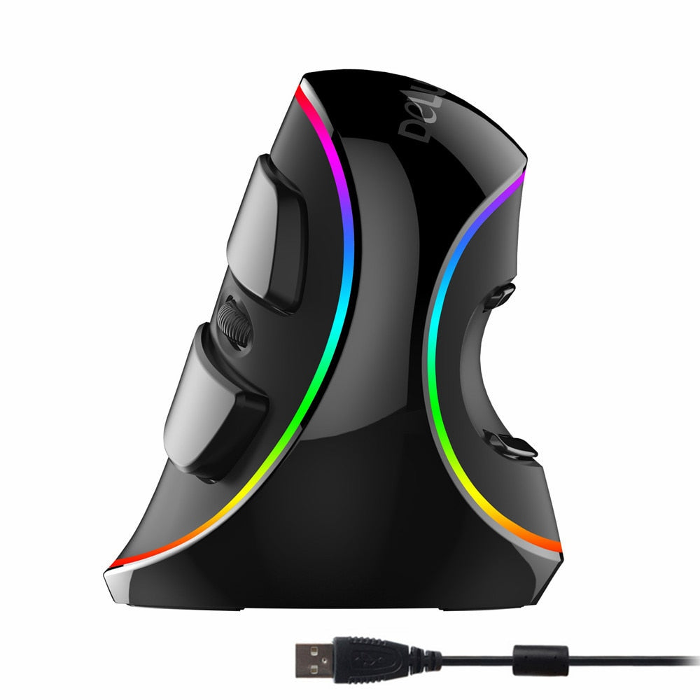 Delux M618 PLUS Ergonomics Vertical Gaming Mouse 6 Buttons 4000 DPI RGB Wired/Wireless Right Hand Mice For PC Laptop Computer - 2bazar4