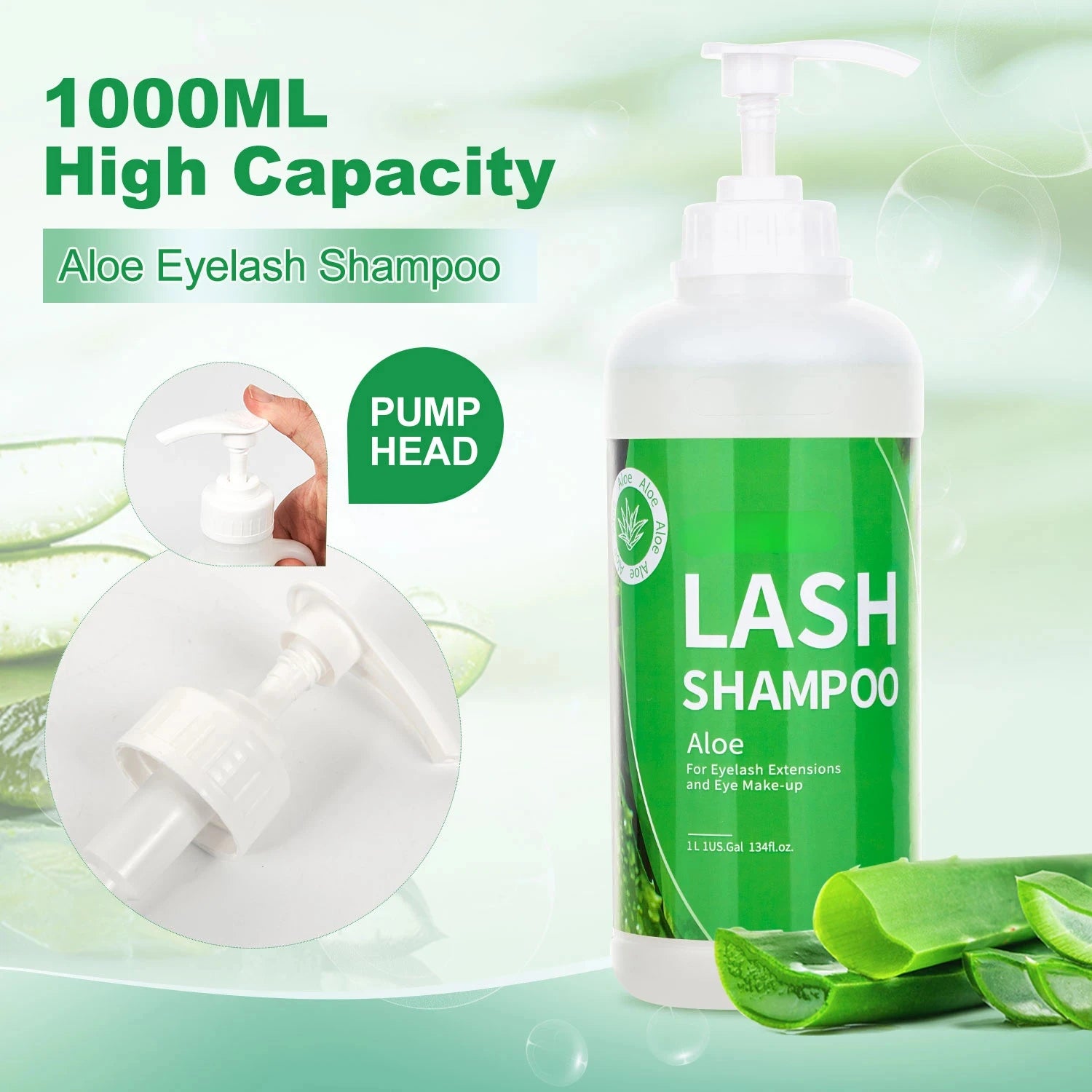 1L Eyelash Cleanser Foam Lash Shampoo No Irritation Pump Press Lash Lift and Growth Kit Bottles Brushes Eyelash Extension - 2bazar4