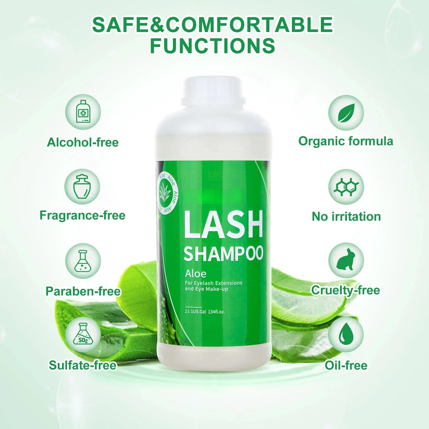 1L Eyelash Cleanser Foam Lash Shampoo No Irritation Pump Press Lash Lift and Growth Kit Bottles Brushes Eyelash Extension - 2bazar4