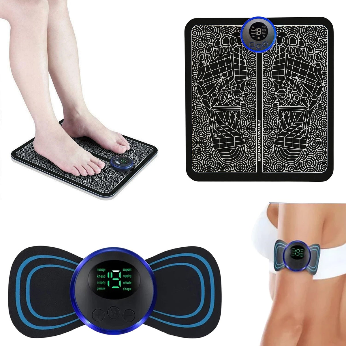 USB Electric Portable Shoulder and neck Massager+ Foot Massager Pad Blood Circulation Pain Relax Massager Set (US Logistics For USPS/DHL/Fedex/UPS. No designated logistics accepted,TK/TMEU only For self-pickup)