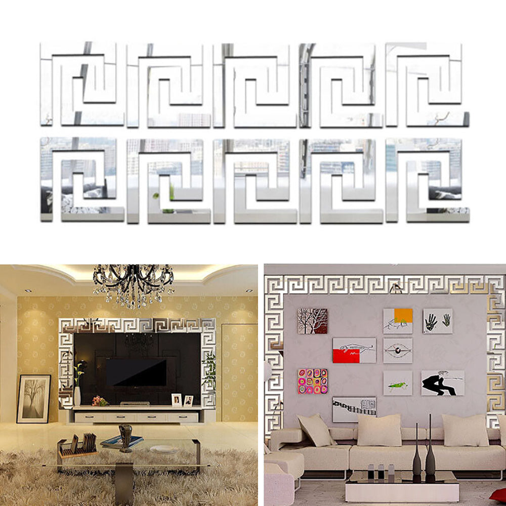 10x Gold Mirror Tile Wall Stickers 3D Acrylic Removable Decal DIY Art Decor - 2bazar4