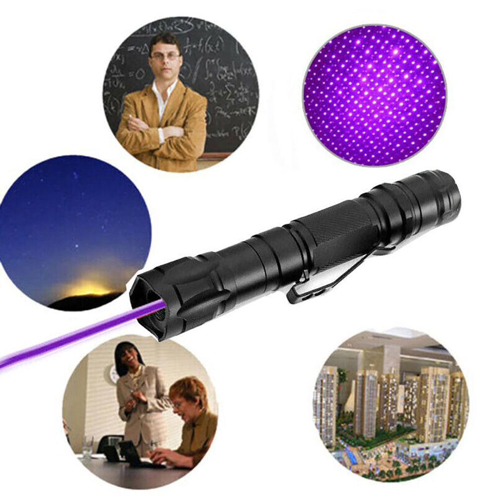 Purple Laser Pointer Pen Rechargable 405nm Beam Light Laser 1000Miles With Box - 2bazar4