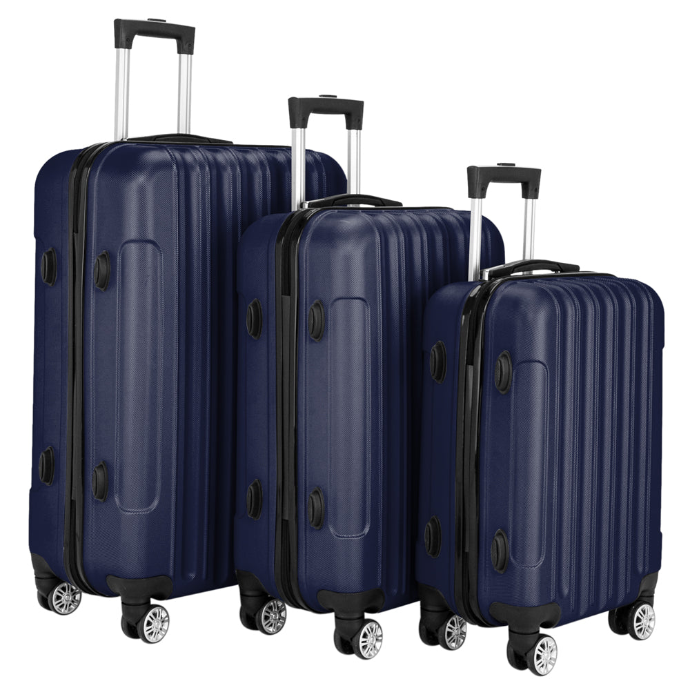 3 Pcs Suitcase Lightweight ABS Carry-on Hand Luggage 4 Spinner Wheels Trolley Case