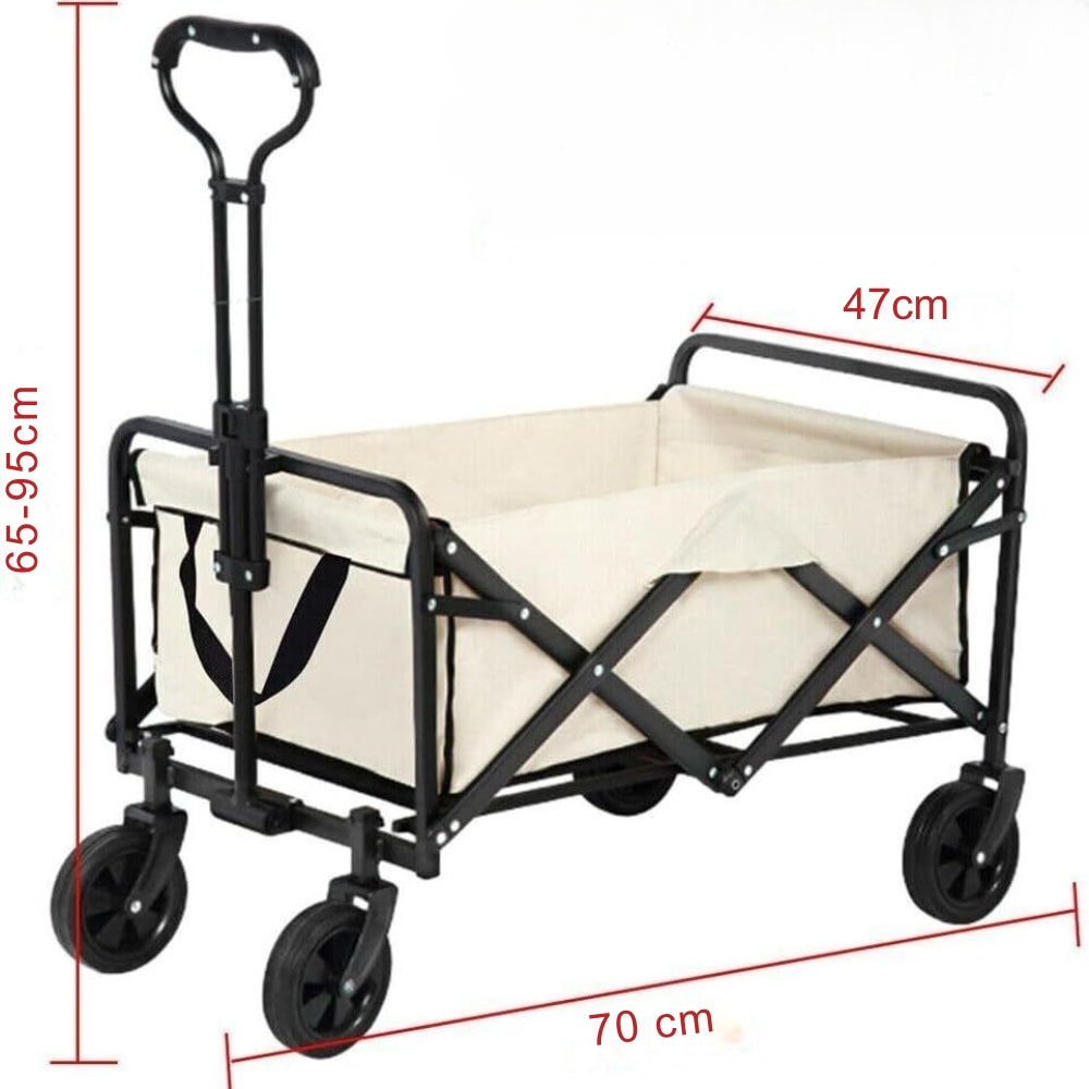 Heavy-Duty Foldable Garden Trolley Cart with 5 Inch Rubber Wheels