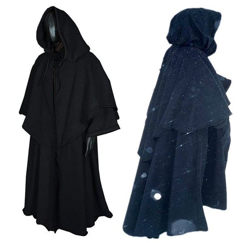 Medieval 5-color cloak hooded cloak monk robe cloak long sleeved wizard guide cloak cosplay - 2bazar4
