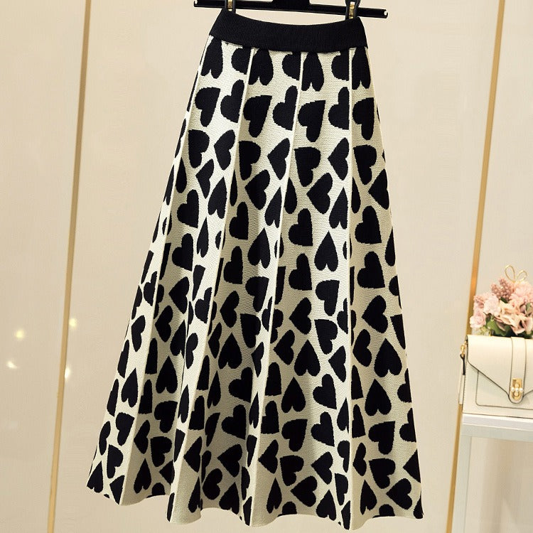 Knitted Skirt Women's New Japanese and Korean High Waist Slim Mid Length Half Length Skirt A-Line Skirt Large Swing Long Skirt - 2bazar4