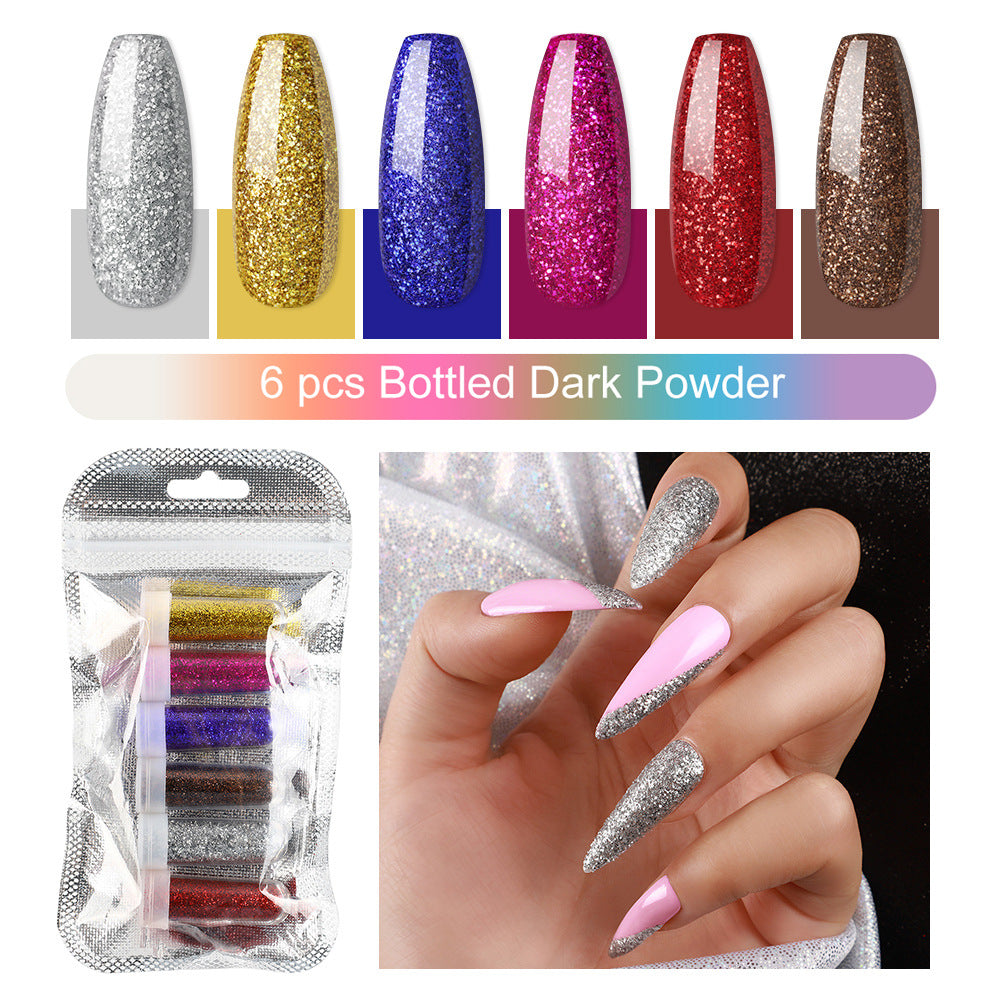 Nail Art Set Wholesale Crystal Nail Set Nail Art Novice 12 Color Glitter Powder Base Color Crystal Powder Tool Set - 2bazar4