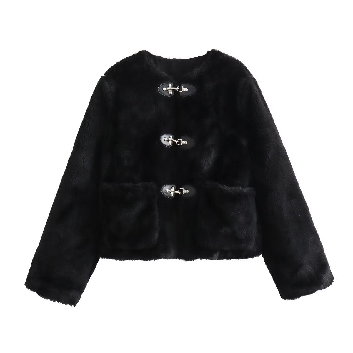 Women's new spring buckle decoration fleece jacket jacket top women's jacket