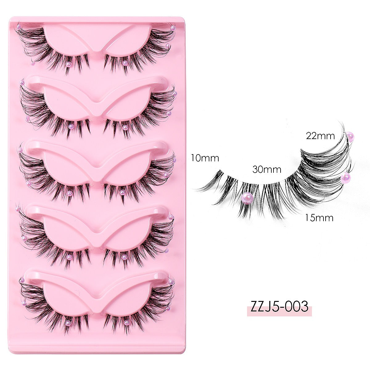 Clear Band Corner Foxy Winged Cat Eye 3D Strip Lashes Silk Party Full False Eyelash Vegan Faux Mink Eyelash With Diamond Pearl - 2bazar4