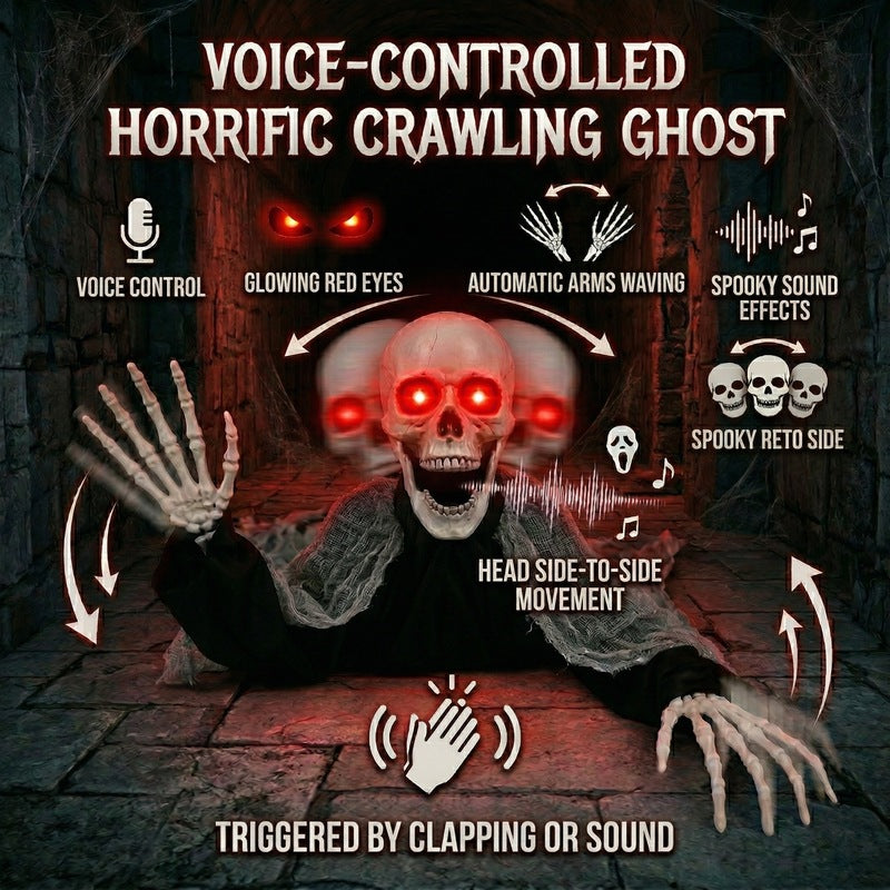 Voice-Activated Halloween Ghost – Moving Hands & Red Eyes