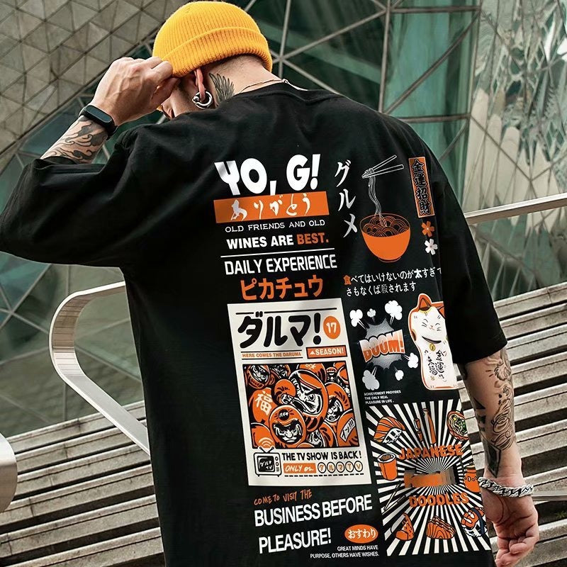 Half sleeved T-shirt for men  loose fitting short sleeved hip-hop - 2bazar4