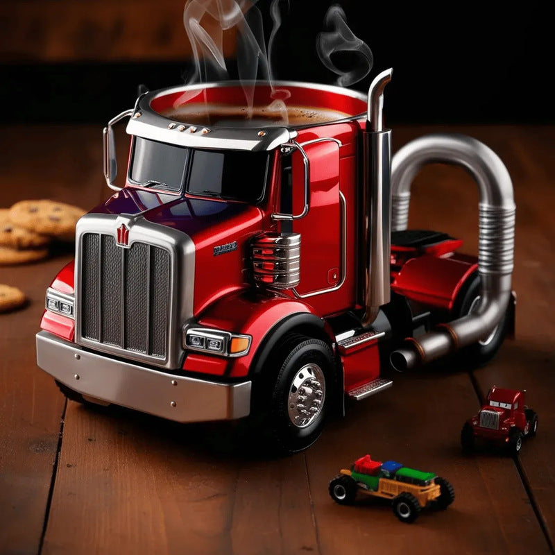 1PC Creative 11oz Truck-Design Coffee Mug. Ideal as a semi-truck coffee cup or home kitchen desktop ornament. eprolo