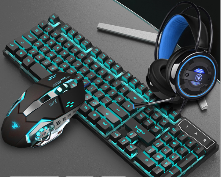 Keyboard Mouse Headset Glare Gaming Set - 2bazar4