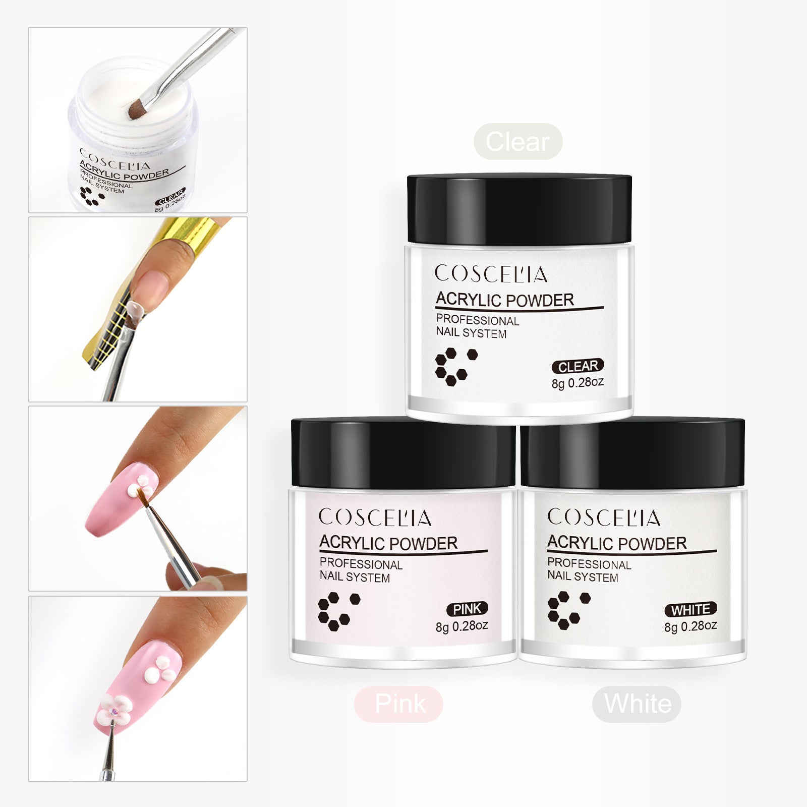 COSCELIA Crystal Powder Nail Extension Nail Tool Set DIY Nail Extension Crystal Powder 150ml Crystal Liquid - 2bazar4