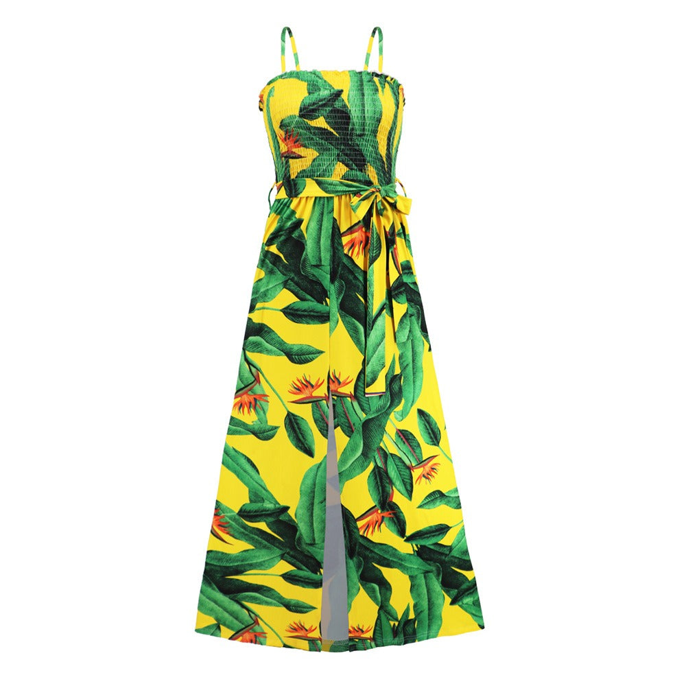 Spring/Summer New High Waist Split Dress Bohemia Backless Sling Long Dress for Women - 2bazar4