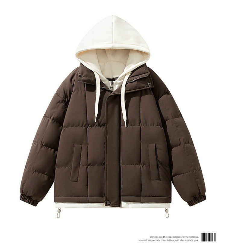 Fake two piece cotton jacket for both men and women, winter trend loose and thick casual cotton jacket for couples, cotton jacke - 2bazar4