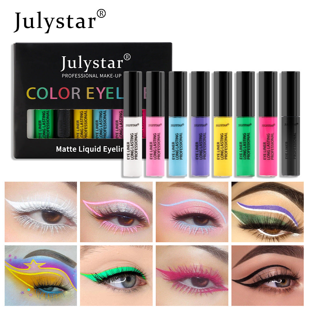 Colorful Stain Free Liquid Eyeliner Set Waterproof Oil Proof Eyeliner Liquid Pen White Eyeliner - 2bazar4