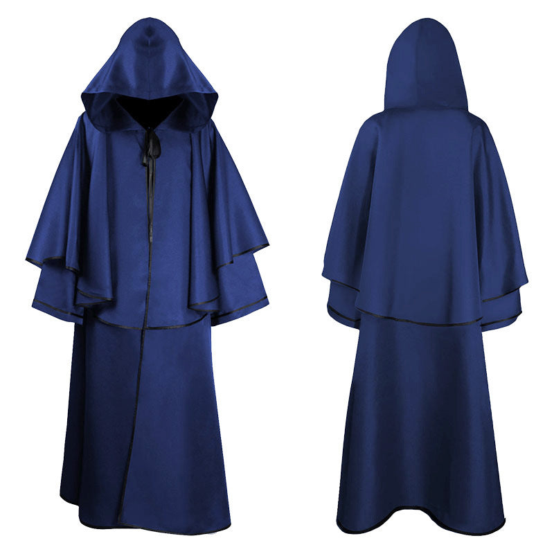 Medieval 5-color cloak hooded cloak monk robe cloak long sleeved wizard guide cloak cosplay - 2bazar4