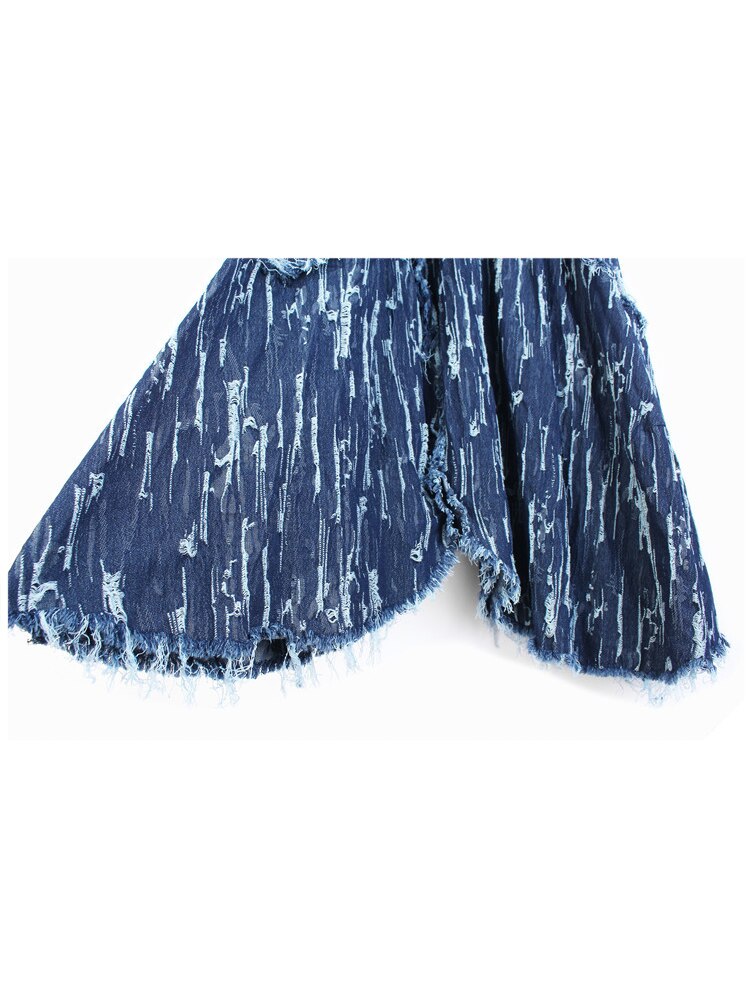 Color Contrast Denim Skirt Autumn High Waist Thin And Loose Personality Irregular Design Medium Length Skirt - 2bazar4
