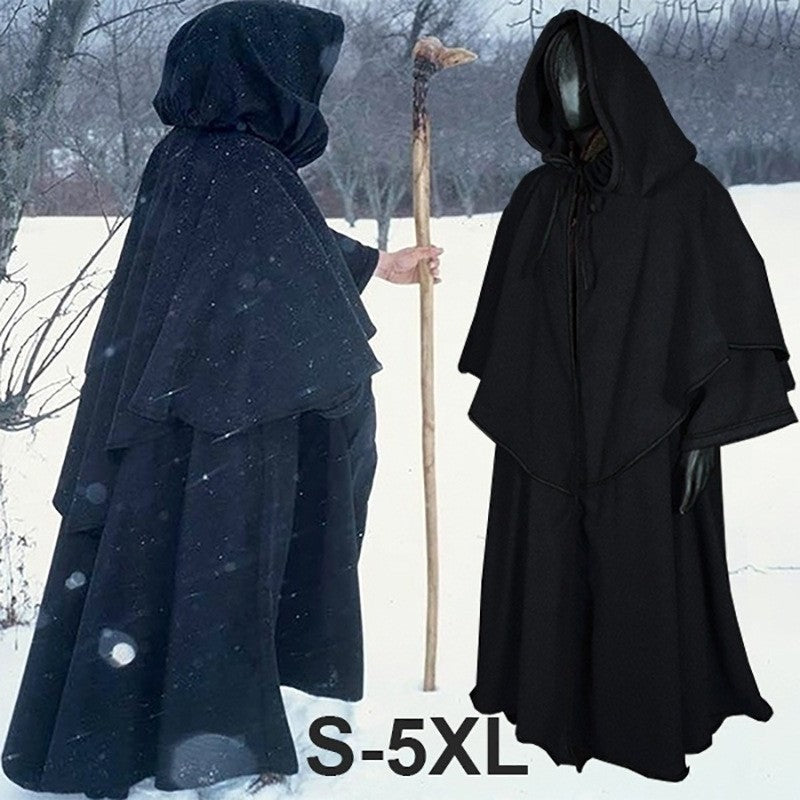 Medieval 5-color cloak hooded cloak monk robe cloak long sleeved wizard guide cloak cosplay - 2bazar4