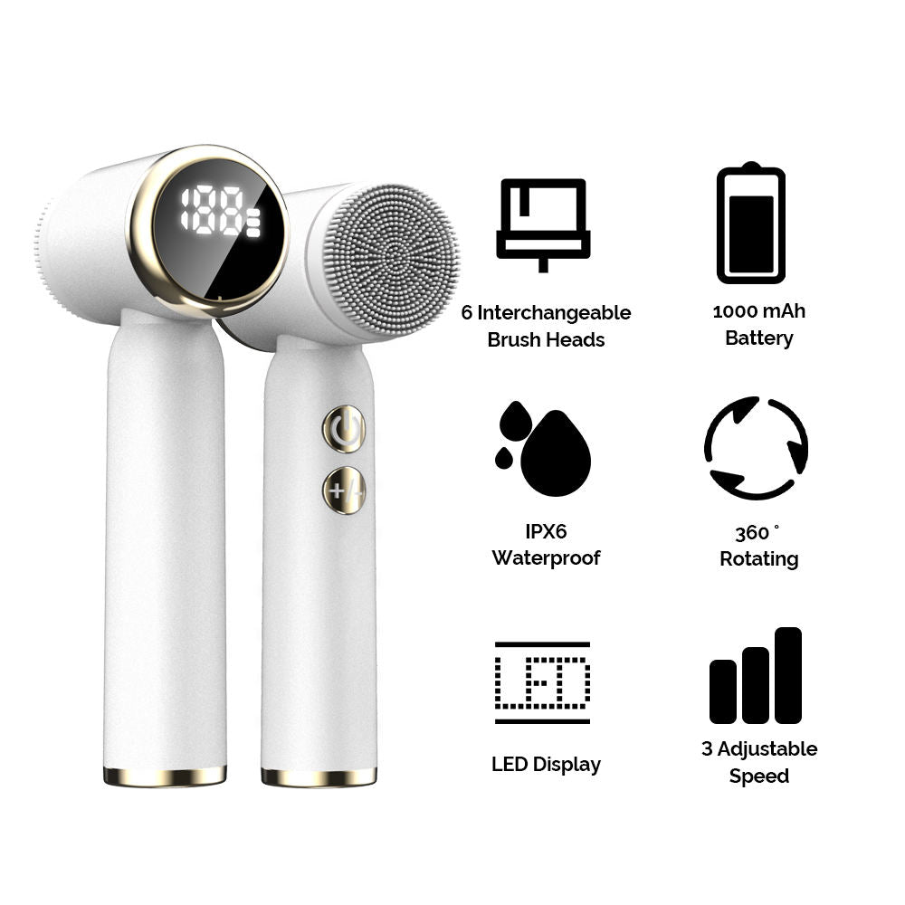 6-In-1 Hot And Cold Facial Cleanser Display Cleansing Brush Ultrasonic Facial Cleanser Pore Cleaning Silicone Beauty Instrument - 2bazar4