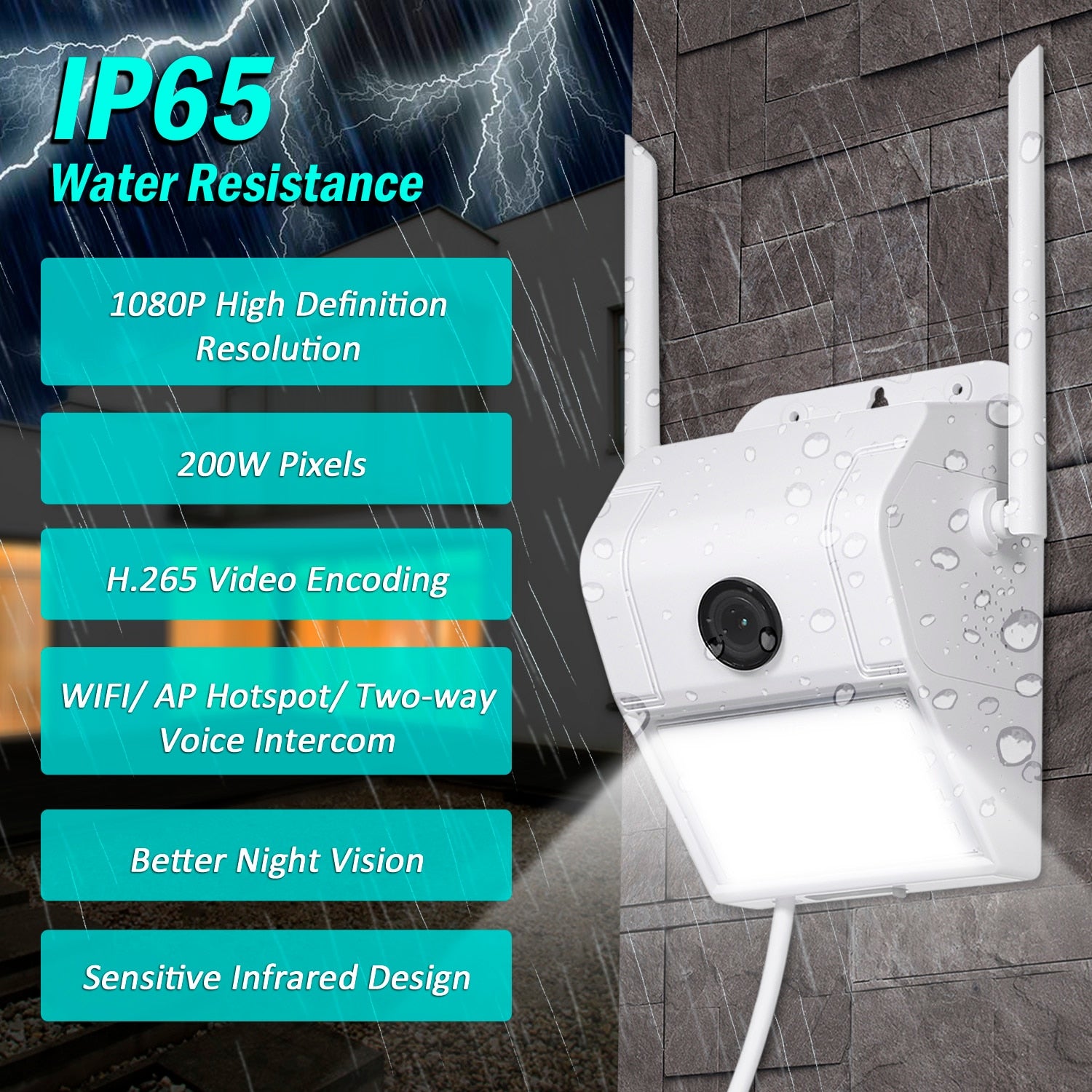 1080P Multifunctional WIFI Wireless Surveillance Outdoor Wall Light Webcam Security Camera PIR Motion Detection IP65 Waterproof - 2bazar4