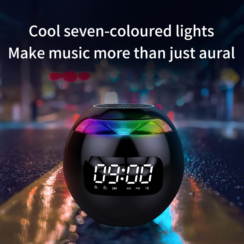 Clock Colorful Bluetooth Speaker Mini Portable Home Ball Plug in Card Small Steel Gun Computer Audio - 2bazar4