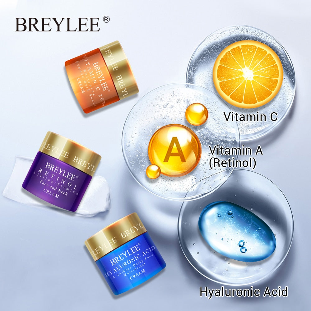 BREYLEE Face Cream Hyaluronic Acid Moisturizing Day Cream Retinol Anti Wrinkle Vitamin C Whitening Skin Care Acne Treatment 40g - 2bazar4