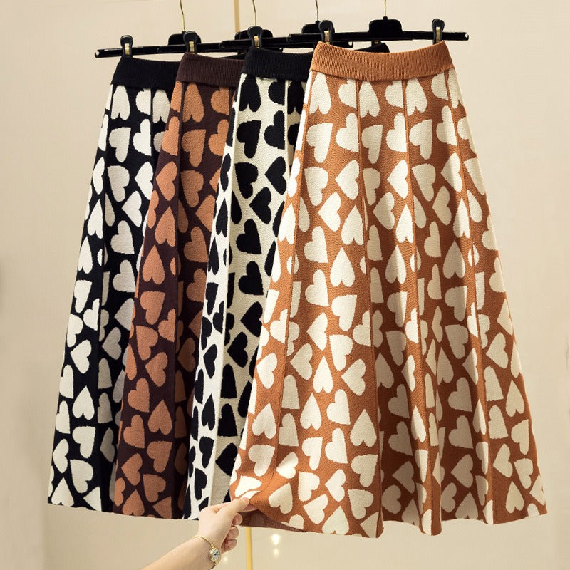 Knitted Skirt Women's New Japanese and Korean High Waist Slim Mid Length Half Length Skirt A-Line Skirt Large Swing Long Skirt - 2bazar4